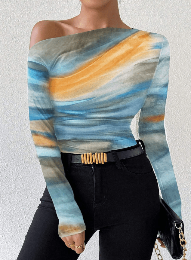 Fashionable Long Sleeve Graphic Tee Ladies Tops - Style Chic Couture