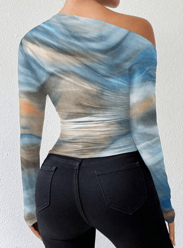 Fashionable Long Sleeve Graphic Tee Ladies Tops - Style Chic Couture