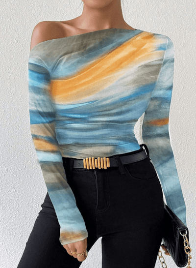 Fashionable Long Sleeve Graphic Tee Ladies Tops - Style Chic Couture