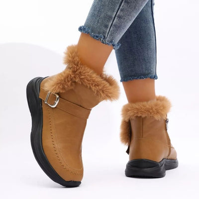 Faux Fur Buckle Boots - Style Chic Couture