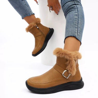 Faux Fur Buckle Boots - Style Chic Couture