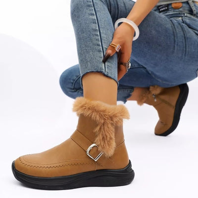 Faux Fur Buckle Boots - Style Chic Couture