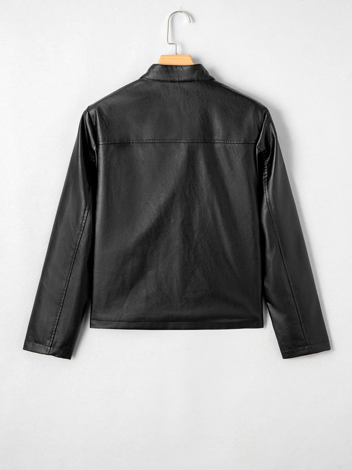 Faux Leather Buttoned Front Boxy Jacket - Style Chic Couture