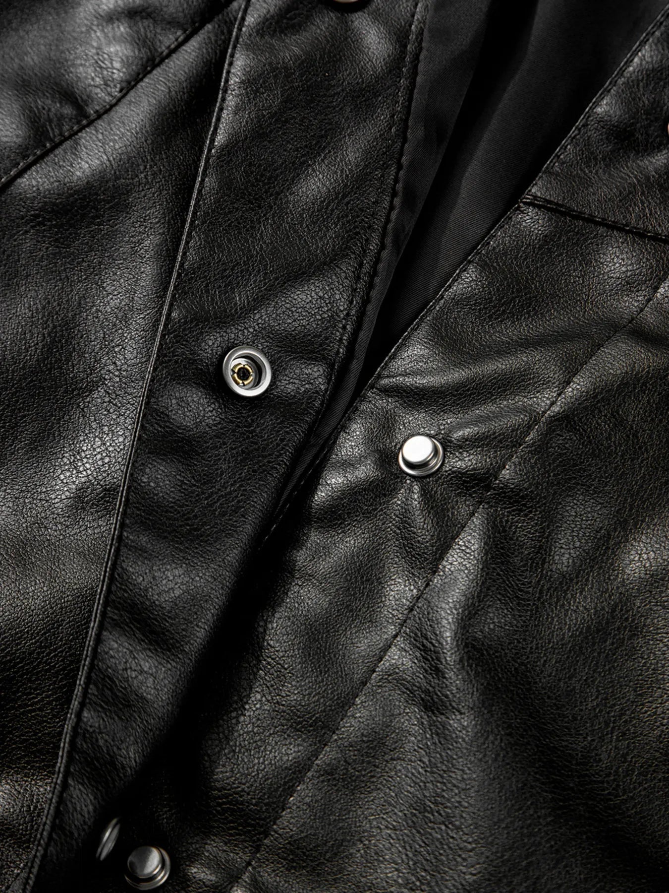 Faux Leather Buttoned Front Boxy Jacket - Style Chic Couture