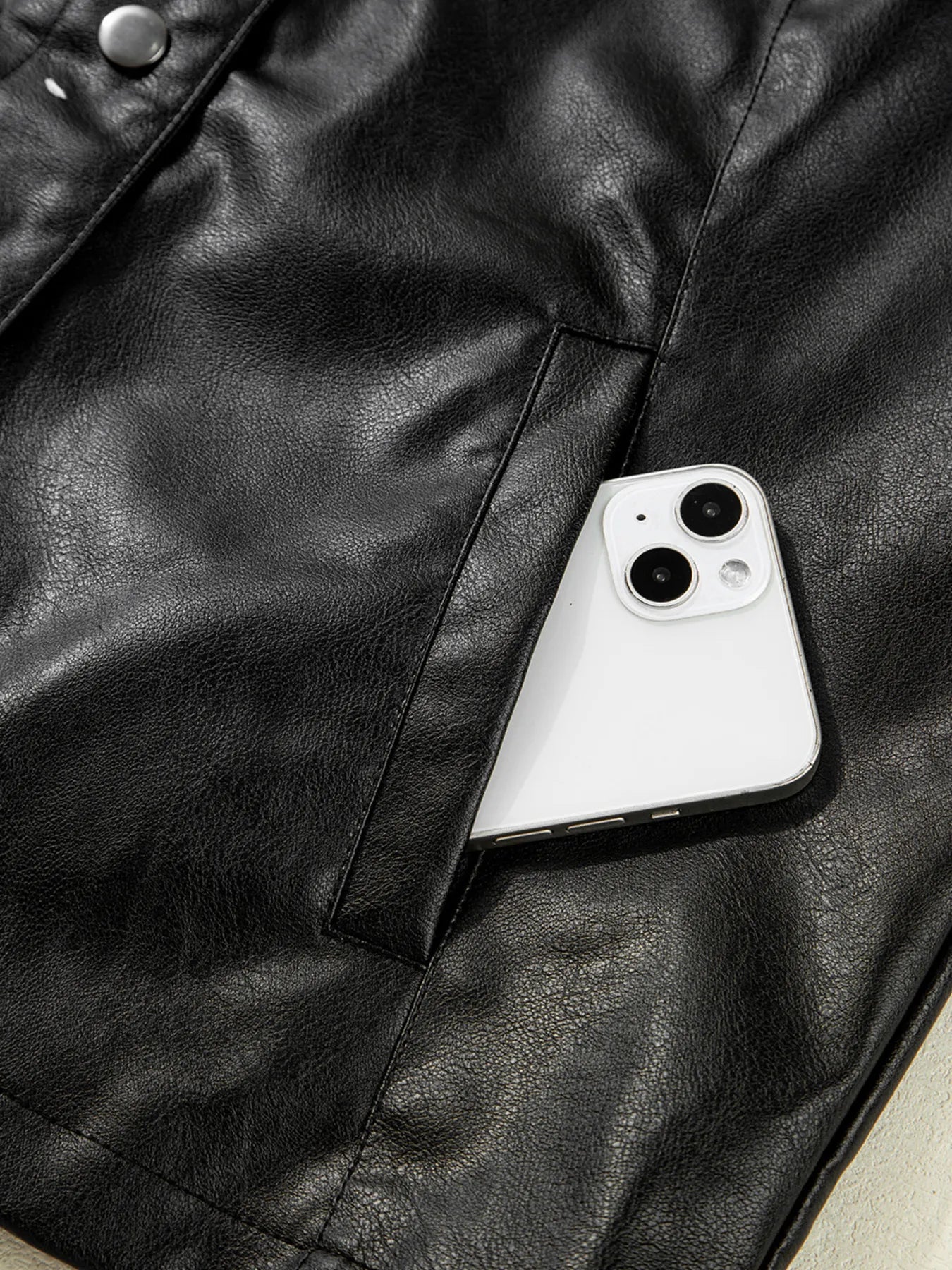 Faux Leather Buttoned Front Boxy Jacket - Style Chic Couture