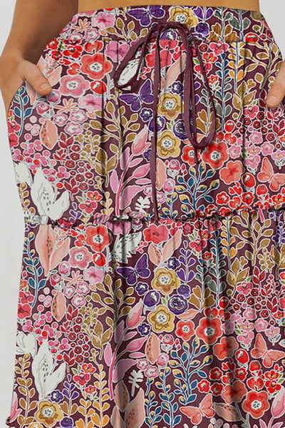 Floral Frill Trim Tiered Maxi Skirt - Style Chic Couture