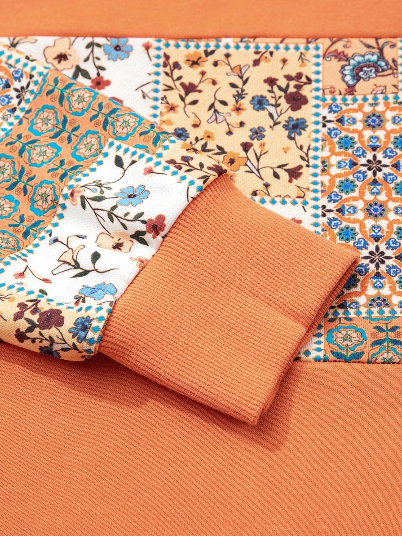 Floral Patchwork Hoodie with Drawstring - Style Chic Couture