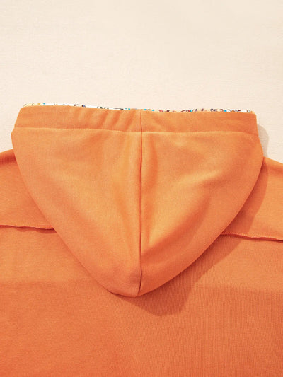 Floral Patchwork Hoodie with Drawstring - Style Chic Couture