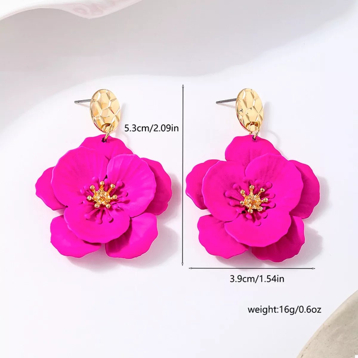 Floral Statement Drop Earrings with Gold Accent