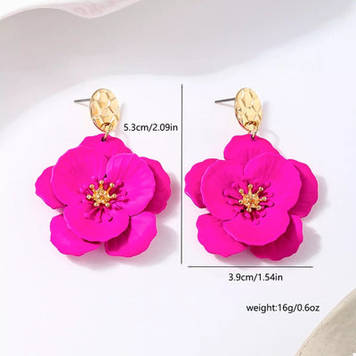 Floral Statement Drop Earrings with Gold Accent