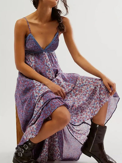 Floral V - Neck Maxi Cami Dress - Style Chic Couture