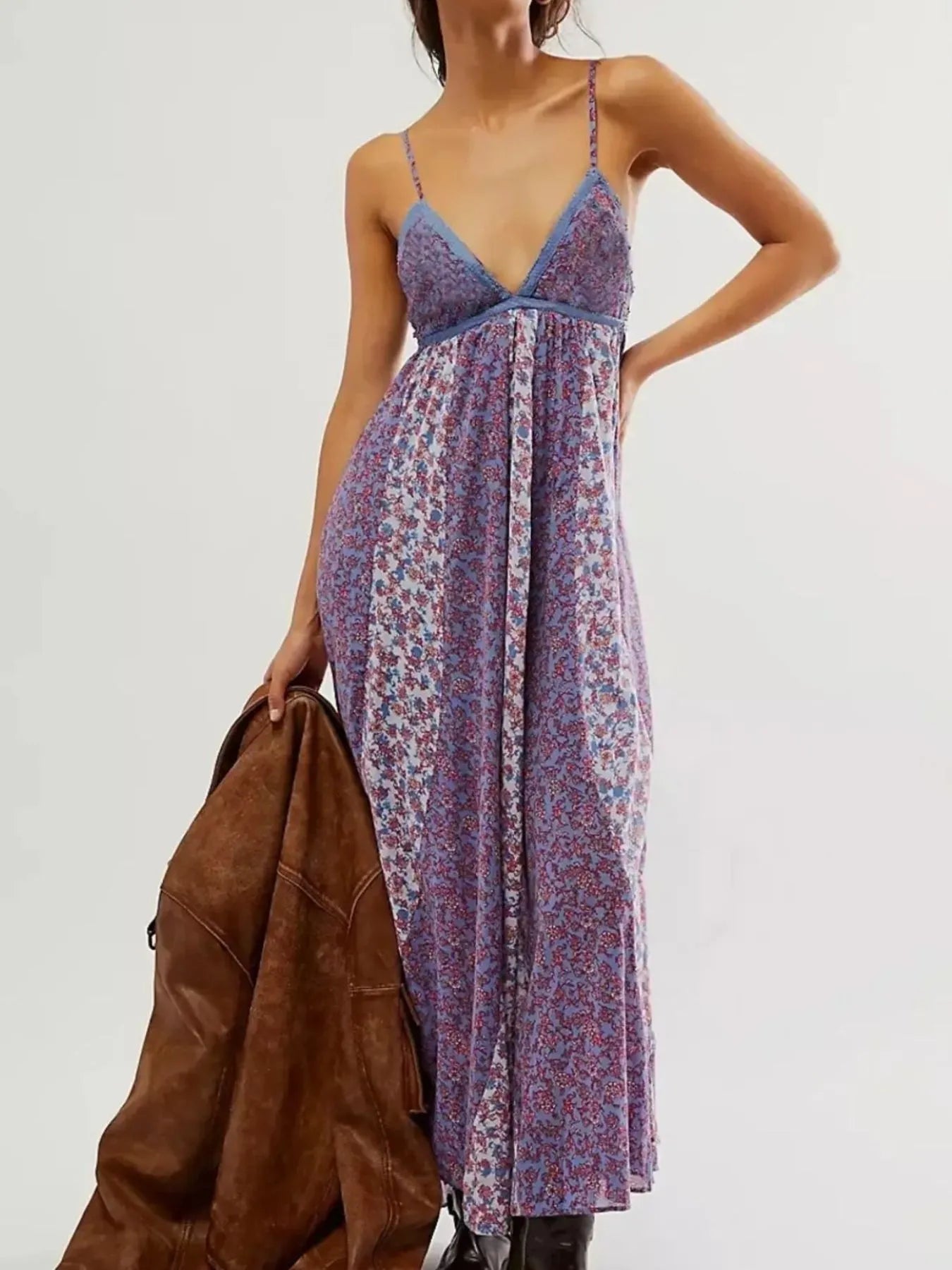 Floral V - Neck Maxi Cami Dress - Style Chic Couture