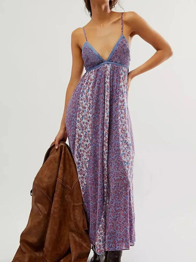 Floral V - Neck Maxi Cami Dress - Style Chic Couture