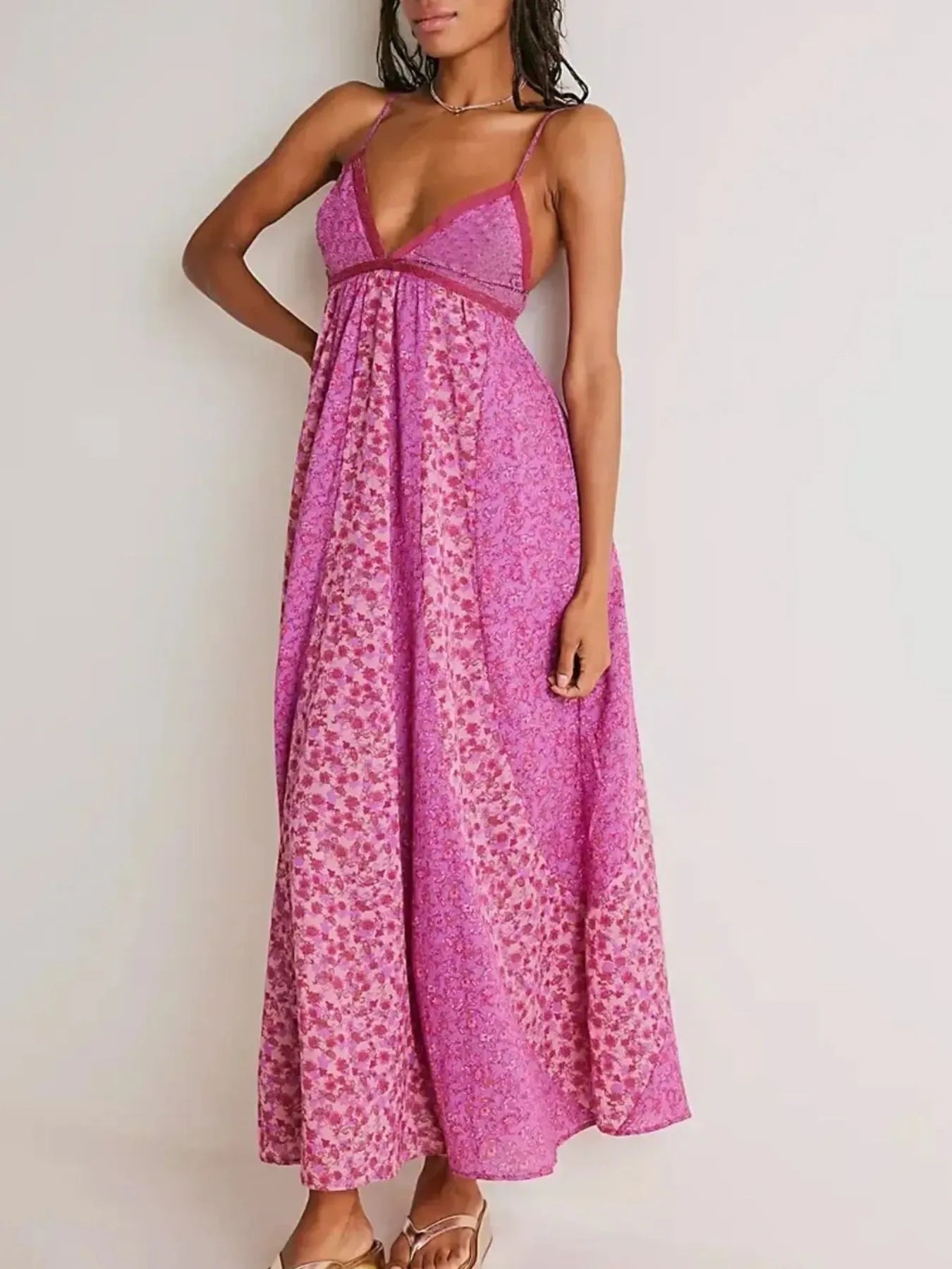 Floral V - Neck Maxi Cami Dress - Style Chic Couture