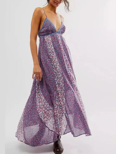 Floral V - Neck Maxi Cami Dress - Style Chic Couture