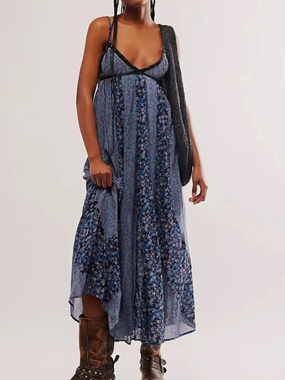 Floral V - Neck Maxi Cami Dress - Style Chic Couture