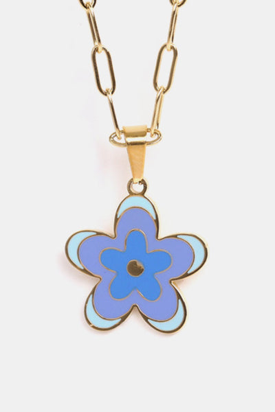 Flower Pendant Stainless Steel Necklace