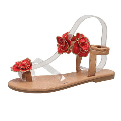 Flower Toe Loop Flats Sandals - Style Chic Couture