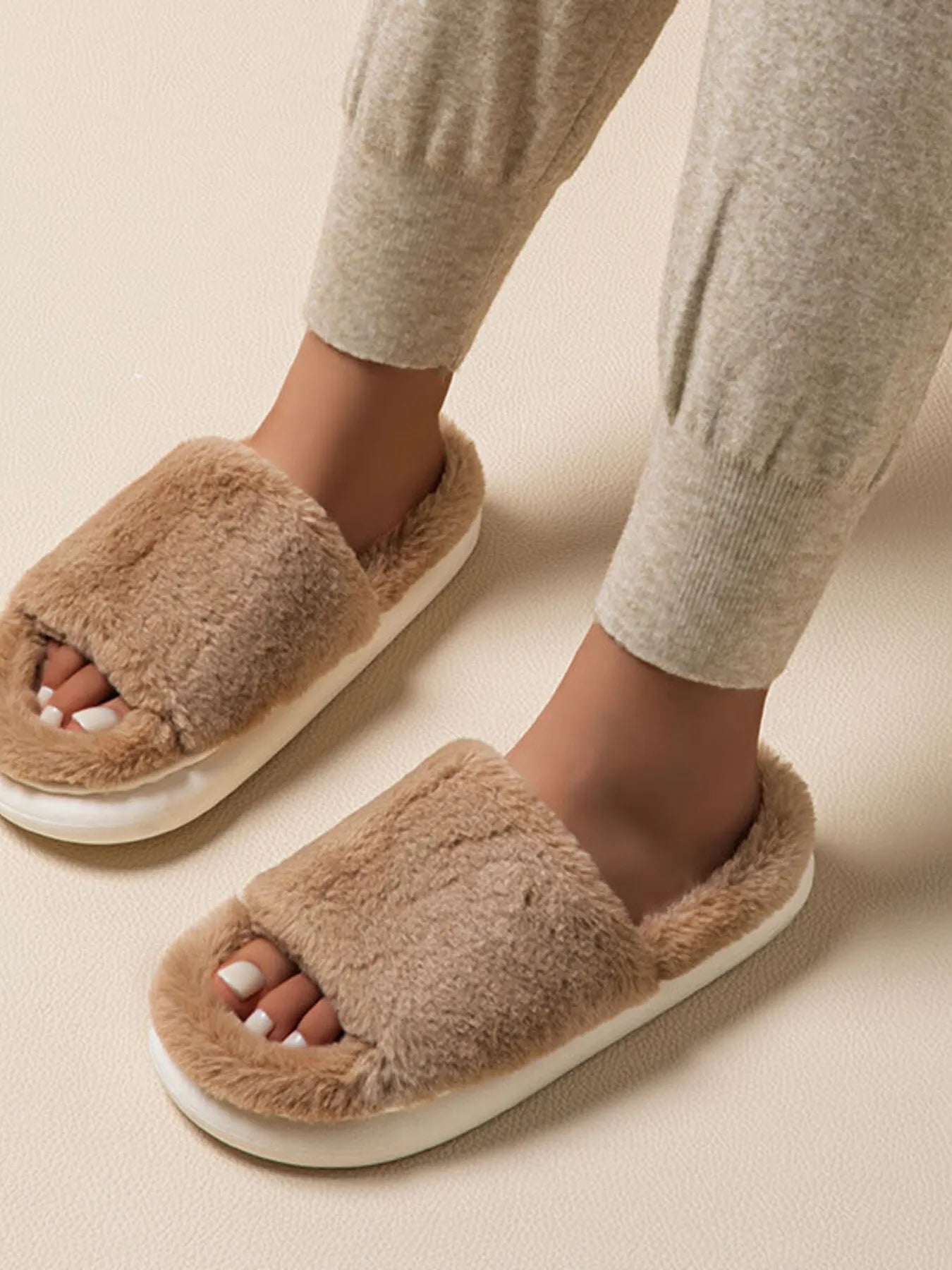 Fluffy Open Toe Comfort Slippers - Style Chic Couture
