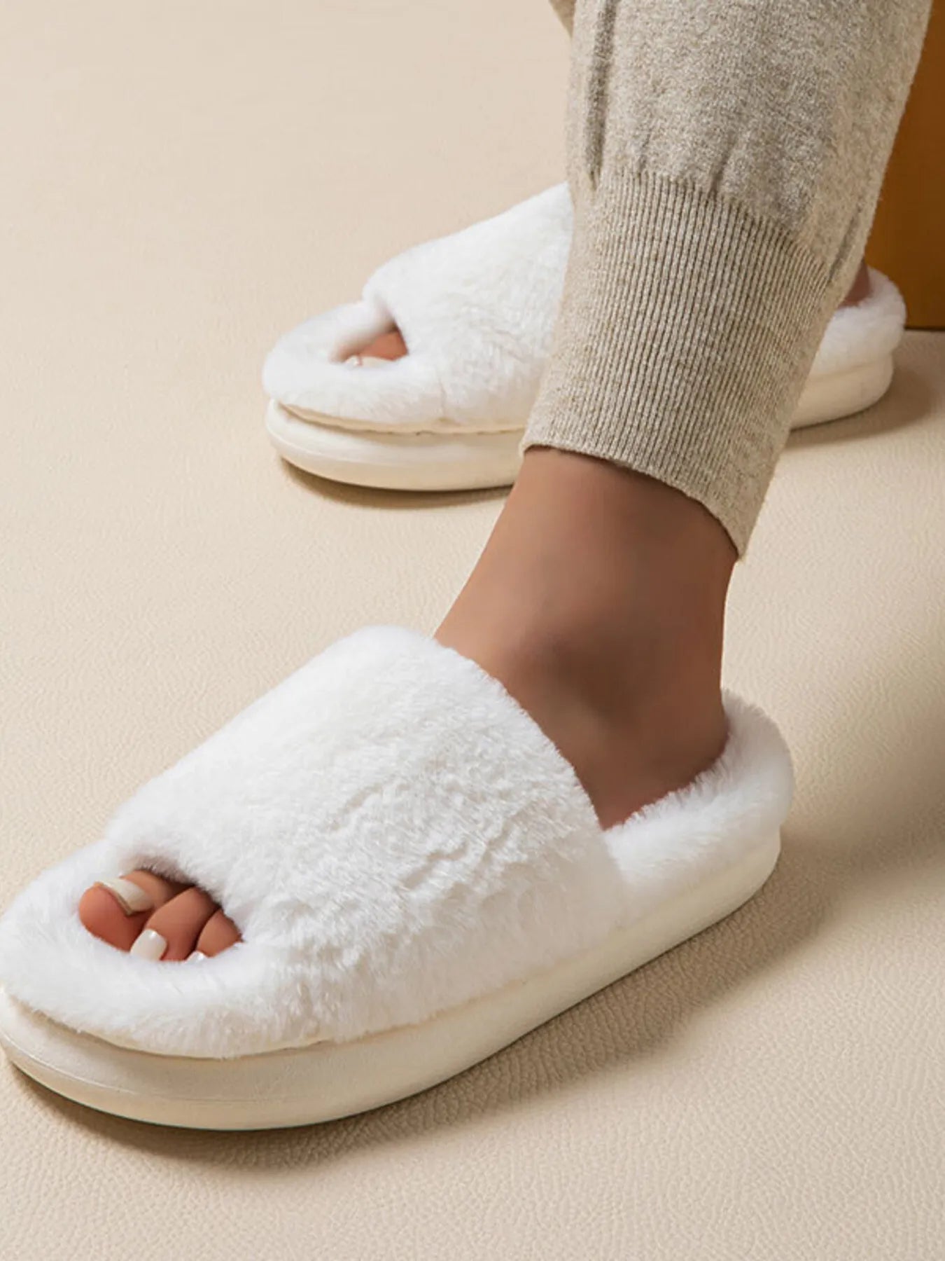 Fluffy Open Toe Comfort Slippers - Style Chic Couture