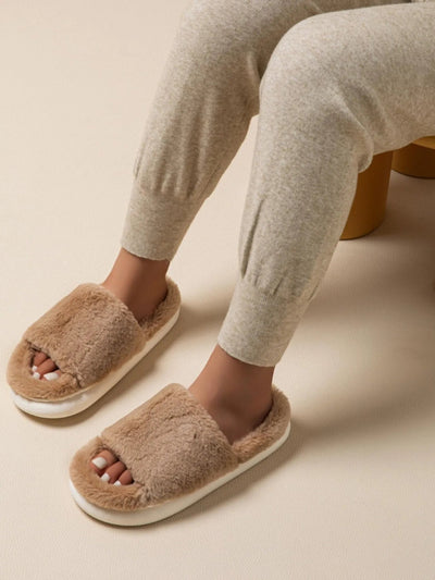 Fluffy Open Toe Comfort Slippers - Style Chic Couture