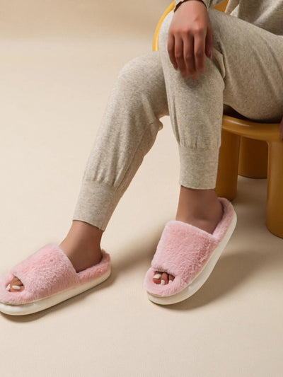Fluffy Open Toe Comfort Slippers - Style Chic Couture