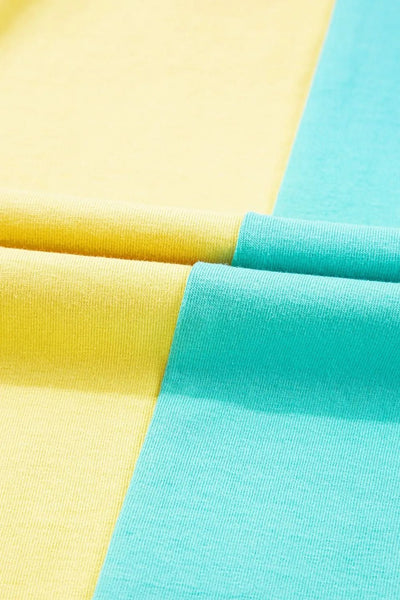 Frill Color Block Crew Neck Loose Fit T Shirt - Style Chic Couture