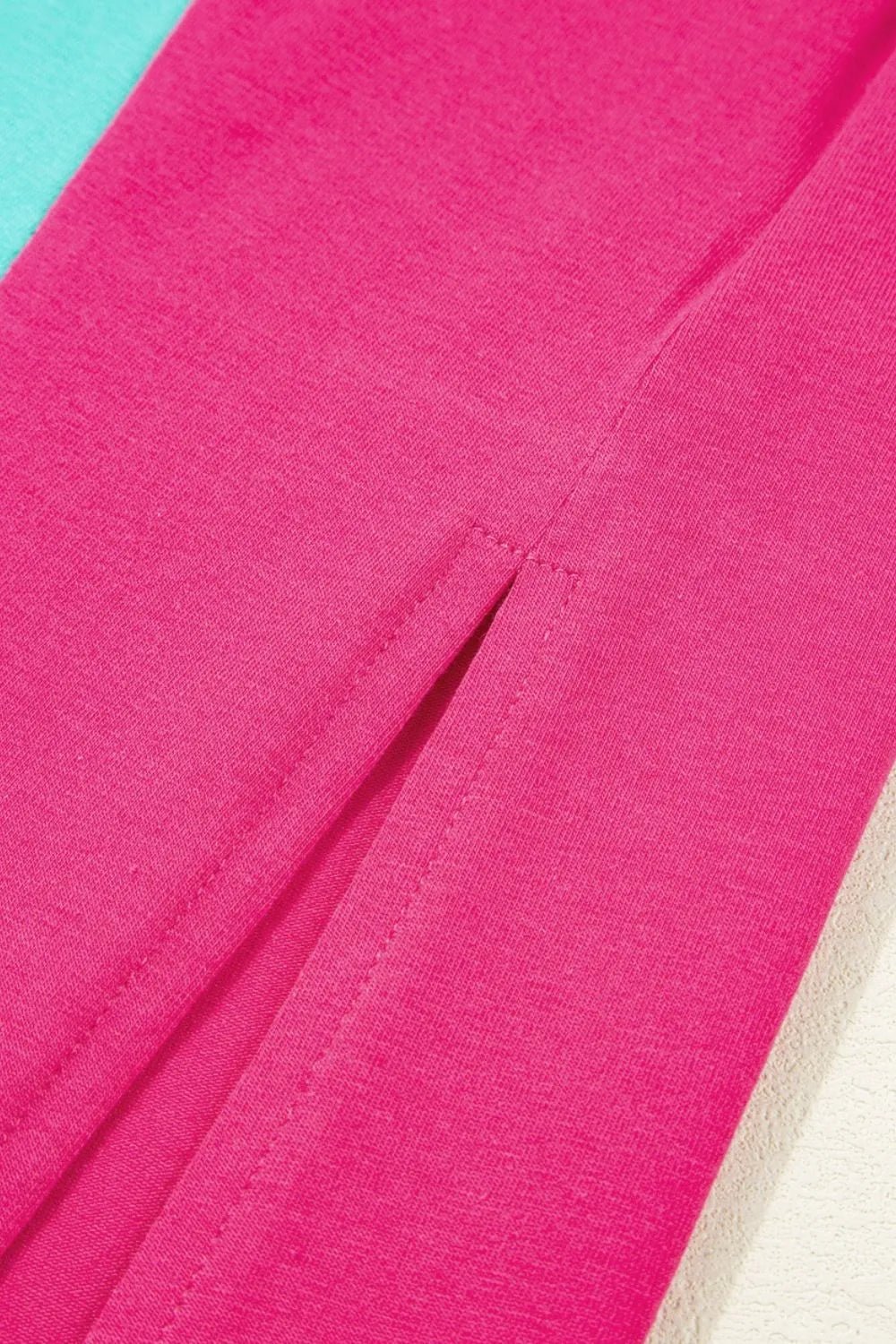 Frill Color Block Crew Neck Loose Fit T Shirt - Style Chic Couture