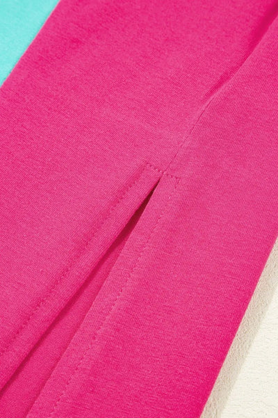 Frill Color Block Crew Neck Loose Fit T Shirt - Style Chic Couture