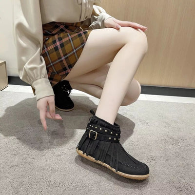 Fringe Round Toe Boots - Style Chic Couture