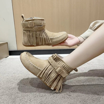 Fringe Round Toe Boots - Style Chic Couture