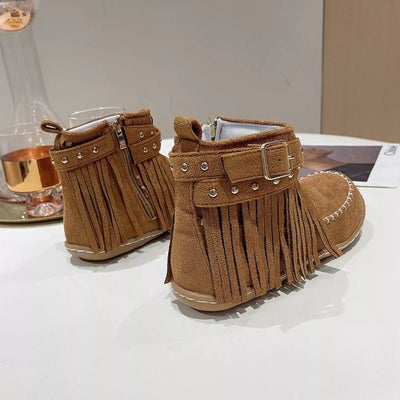 Fringe Round Toe Boots - Style Chic Couture