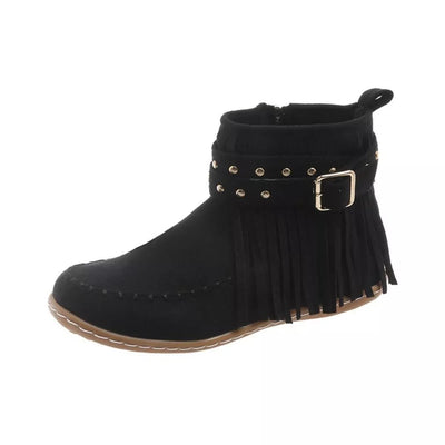 Fringe Round Toe Boots - Style Chic Couture
