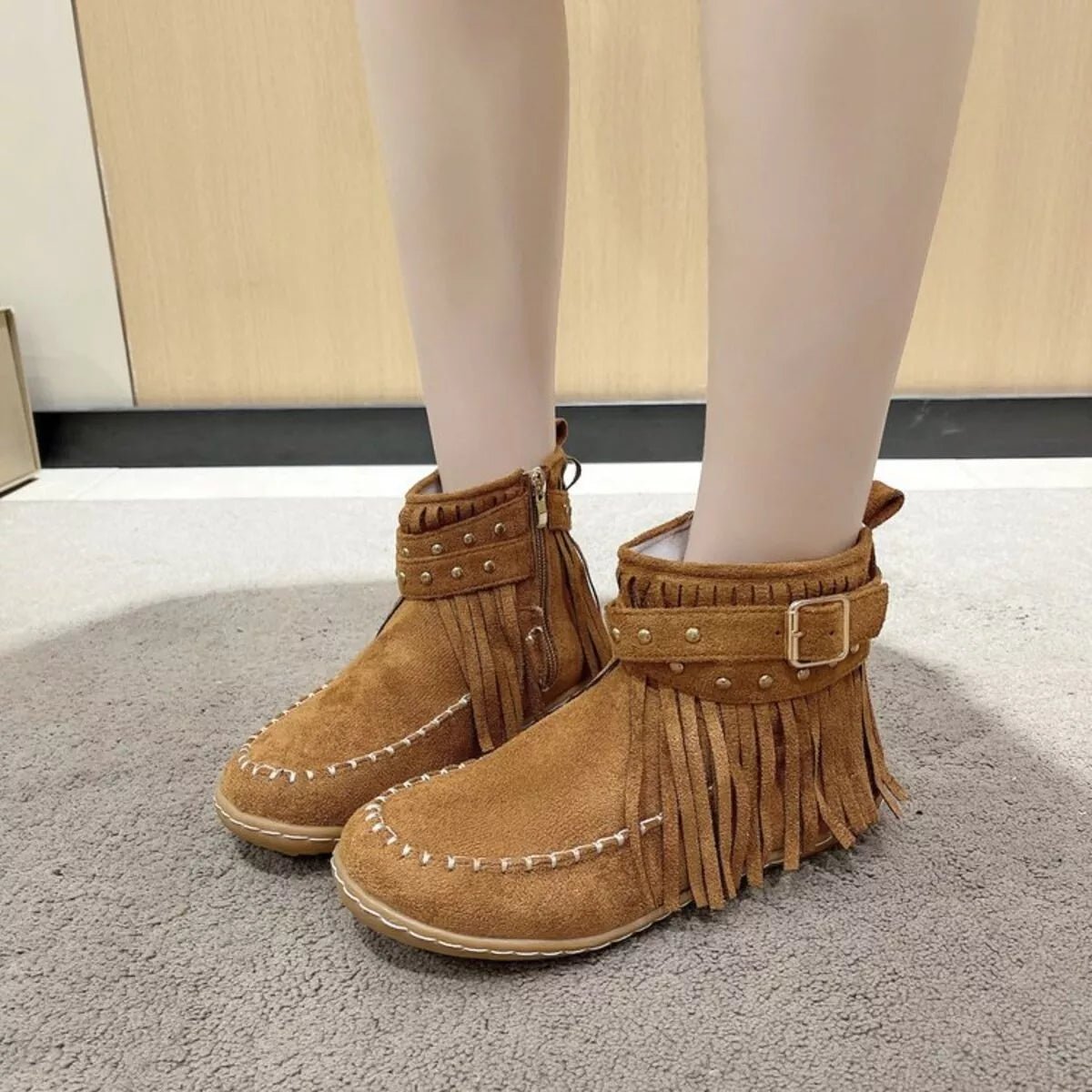 Fringe Round Toe Boots - Style Chic Couture