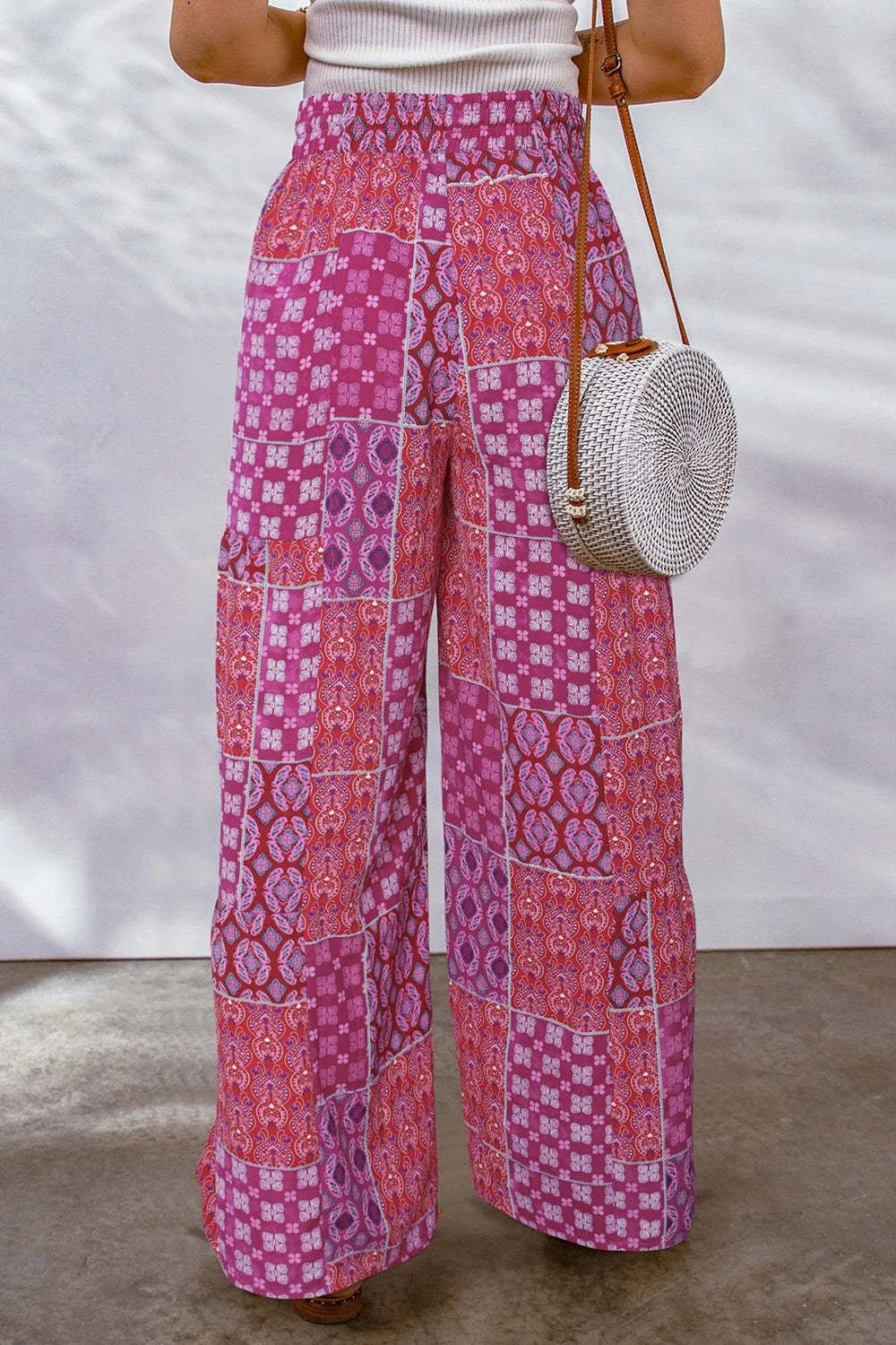 Full Size Drawstring Printed Wide Leg Pants - Style Chic Couture
