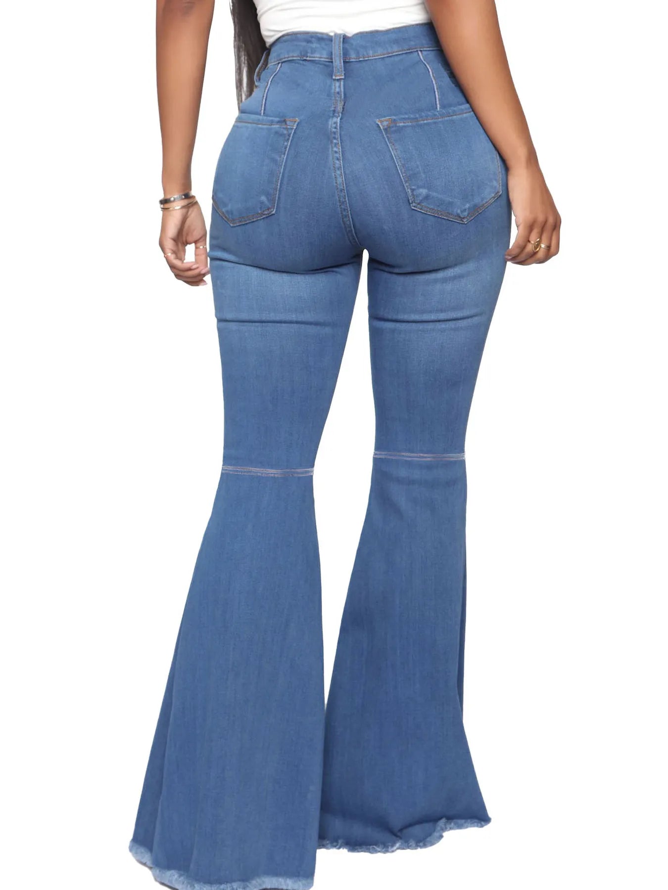 Full Size High - Waisted Raw Hem Flare Jeans Plus Size - Style Chic Couture