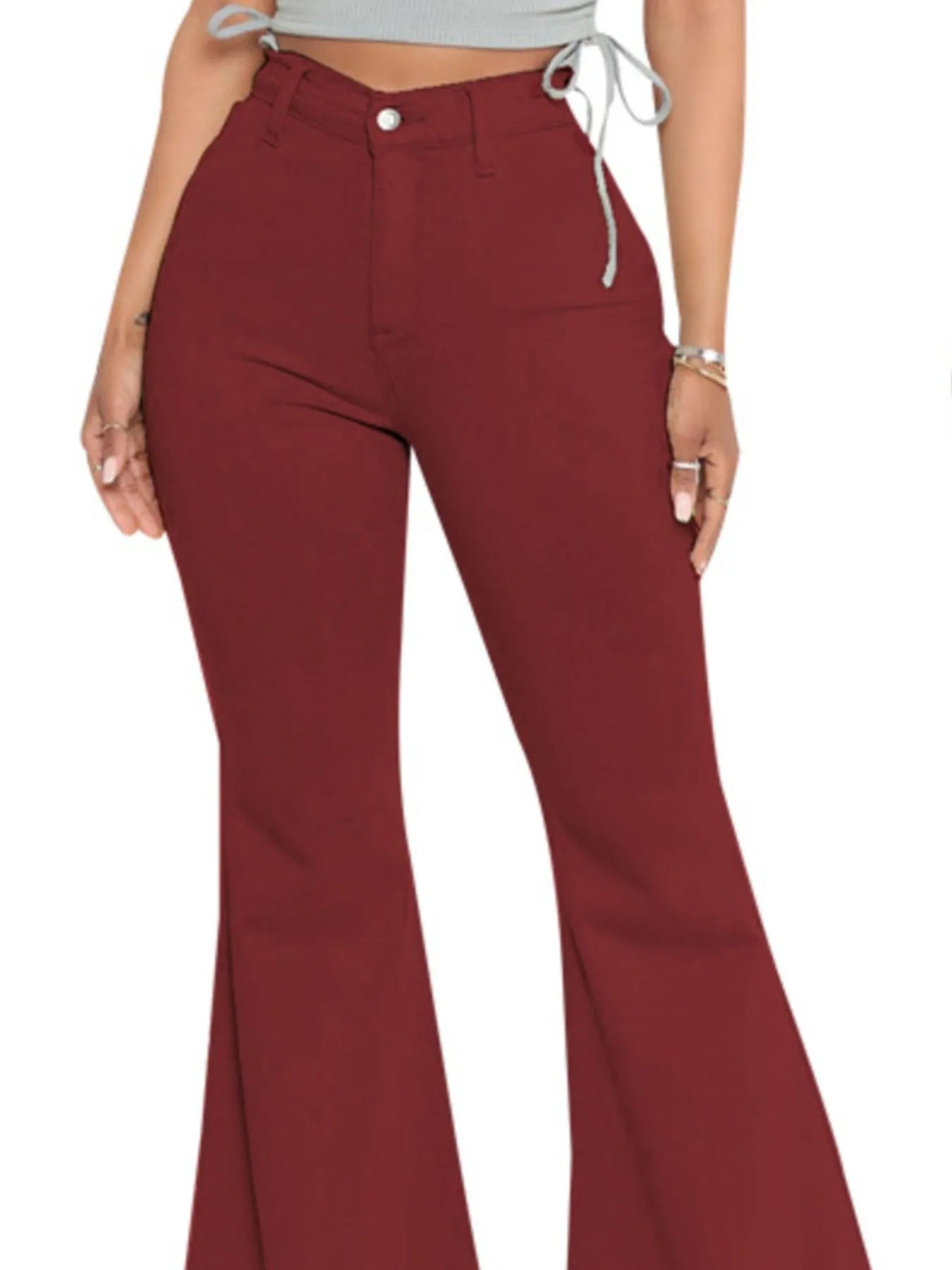 Full Size High - Waisted Raw Hem Flare Jeans Plus Size - Style Chic Couture