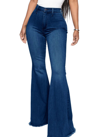 Full Size High-Waisted Raw Hem Flare Jeans Plus Size