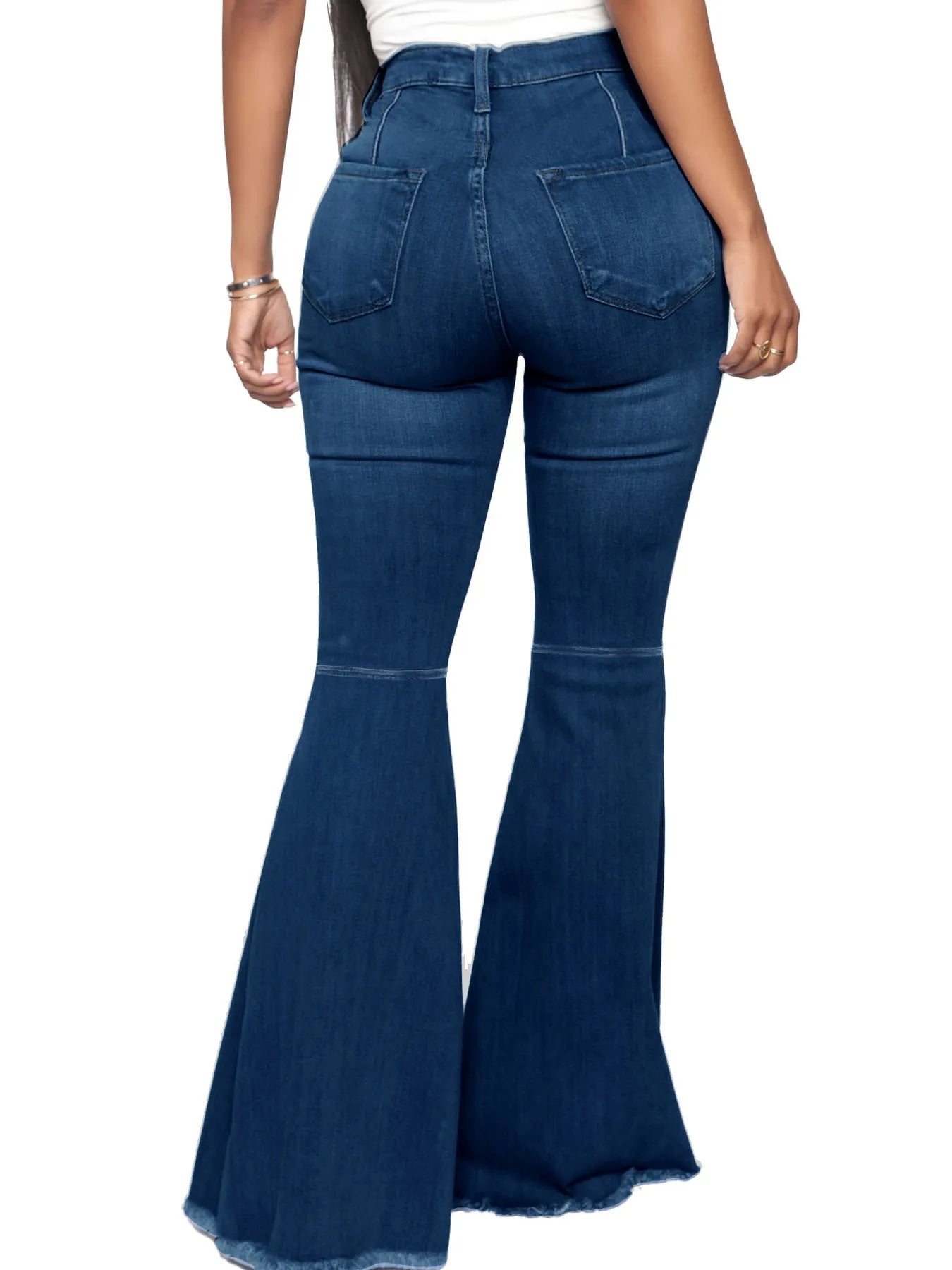 Full Size High - Waisted Raw Hem Flare Jeans Plus Size - Style Chic Couture
