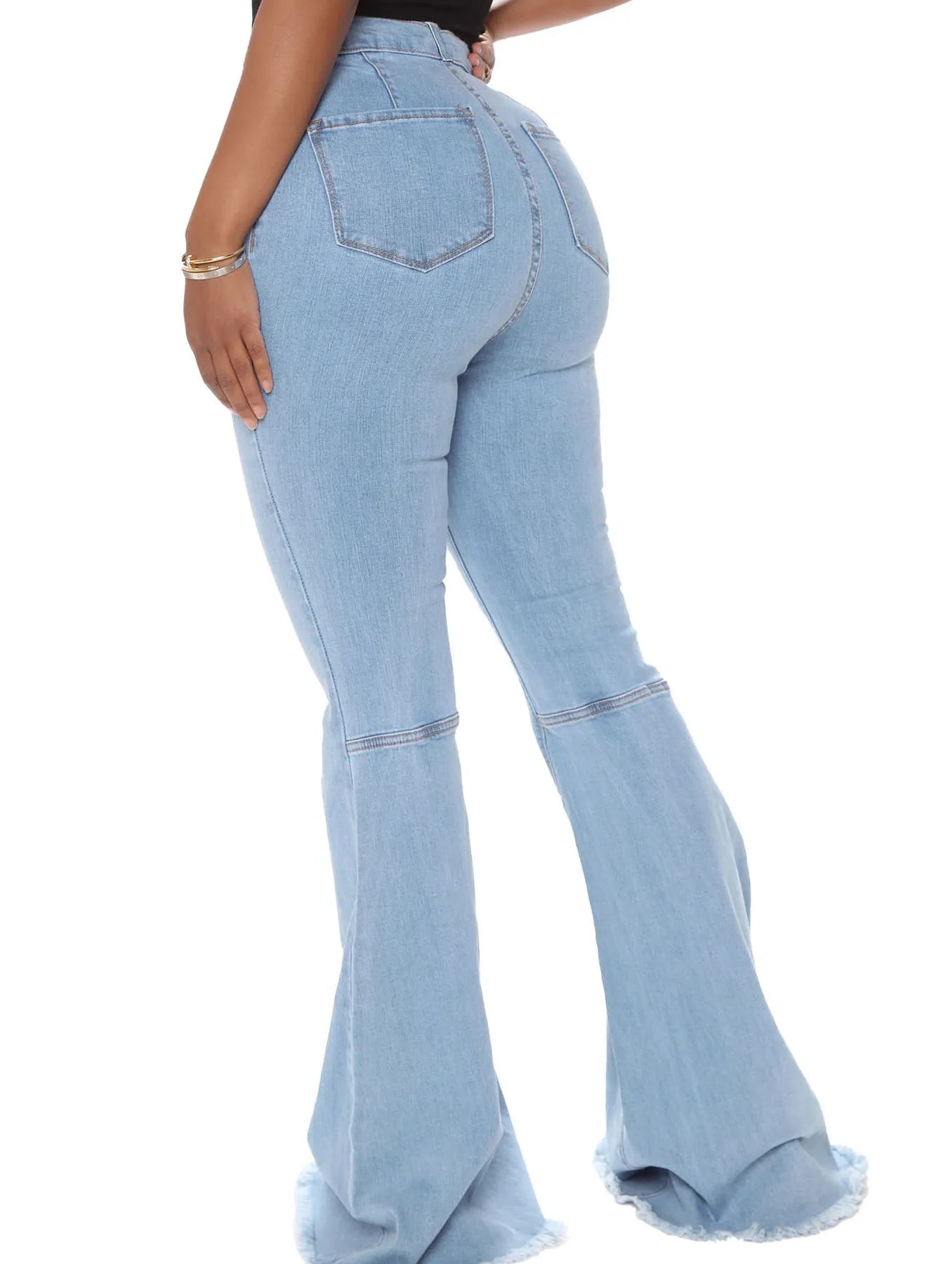 Full Size High - Waisted Raw Hem Flare Jeans Plus Size - Style Chic Couture