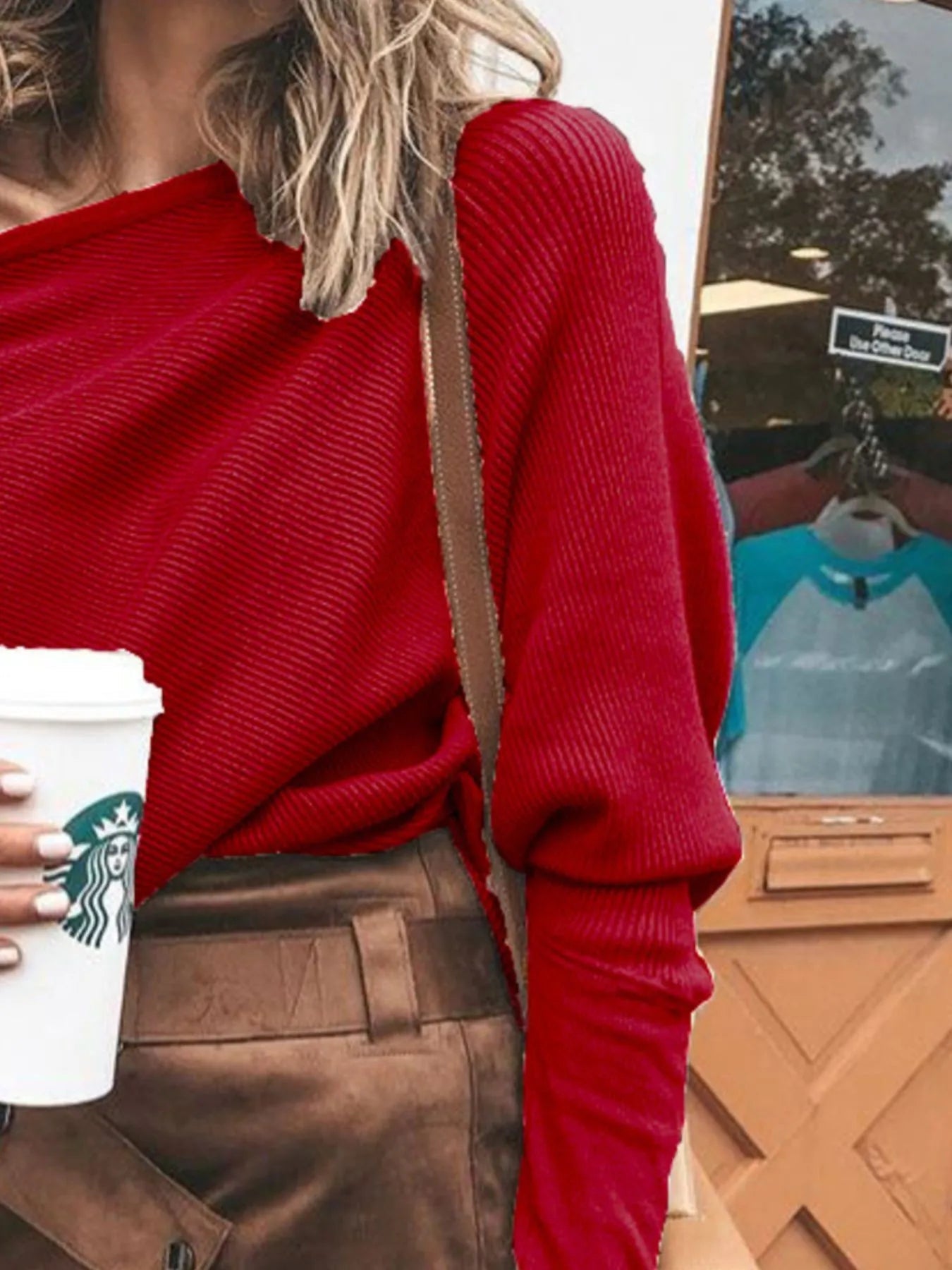 Full Size One - Shoulder Ribbed Sweater Plus Size - Style Chic Couture