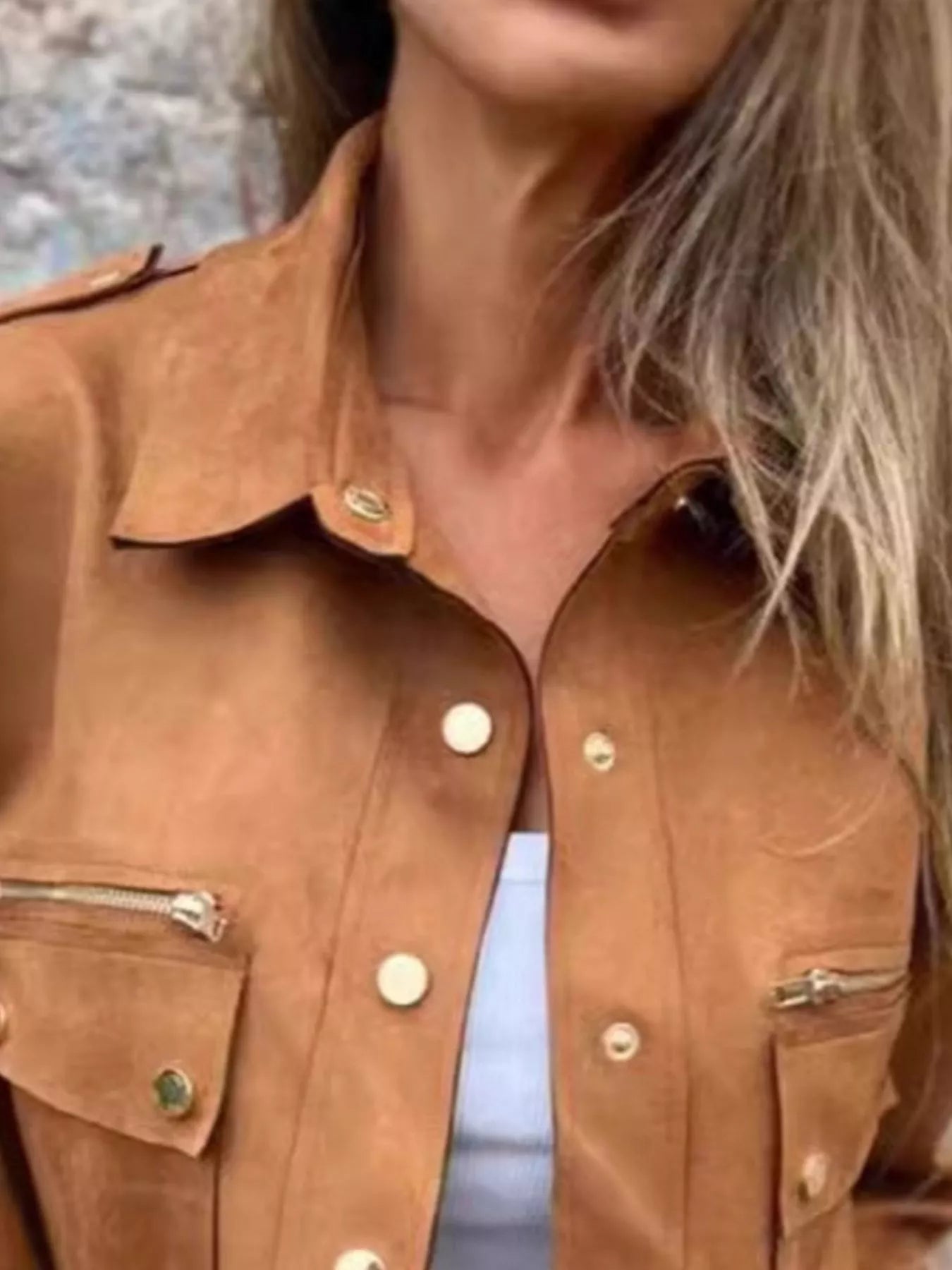 Full Size Snap Down Long Sleeve Jacket Plus Size - Style Chic Couture