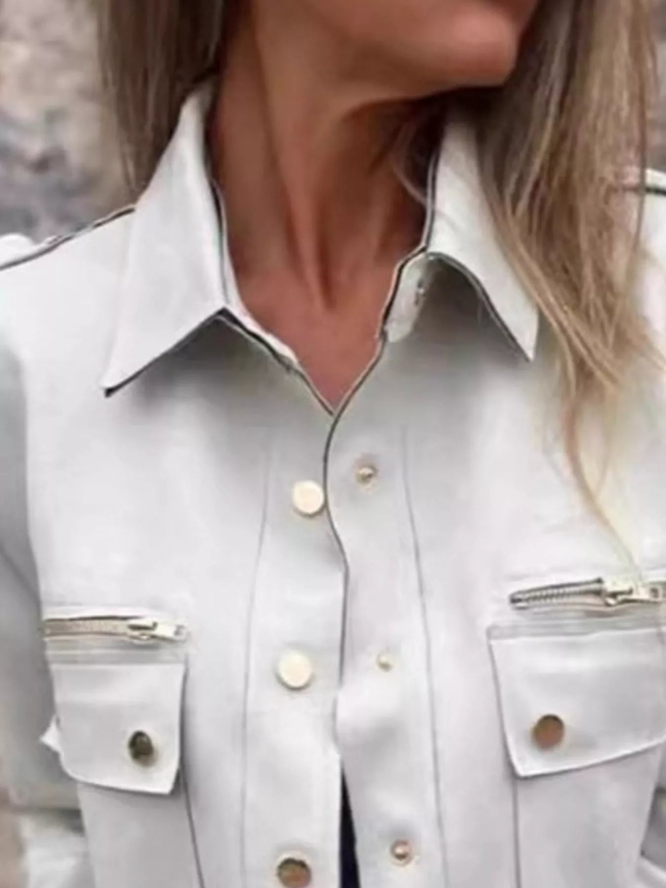 Full Size Snap Down Long Sleeve Jacket Plus Size - Style Chic Couture