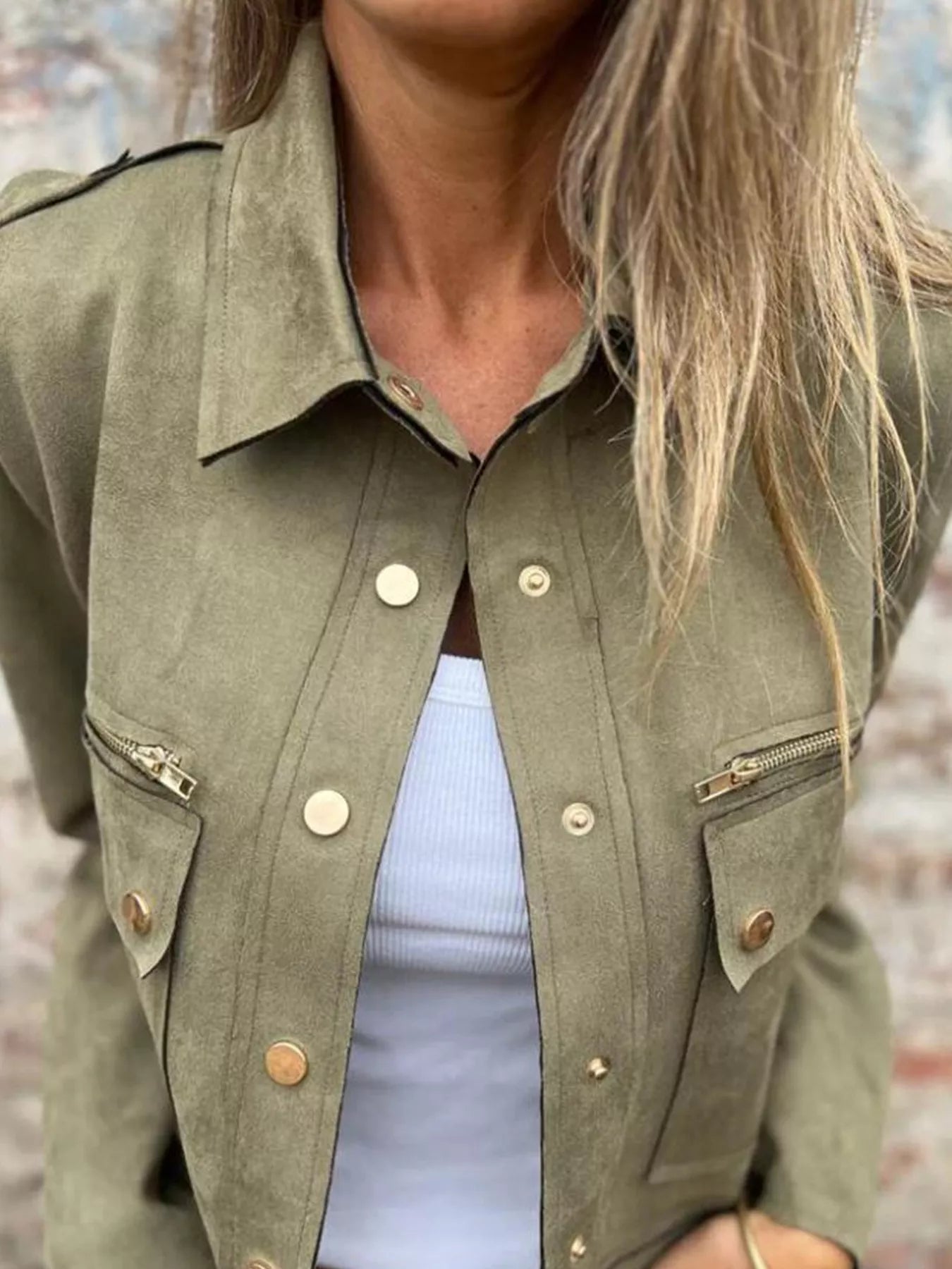 Full Size Snap Down Long Sleeve Jacket Plus Size - Style Chic Couture