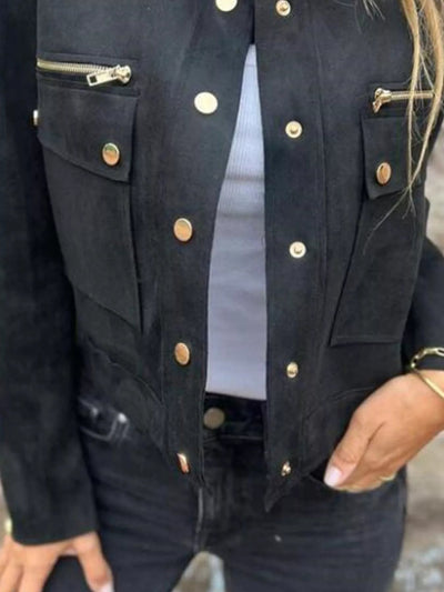 Full Size Snap Down Long Sleeve Jacket Plus Size - Style Chic Couture