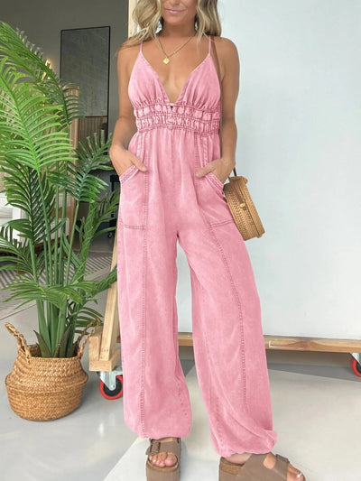 Full Size Wide Leg Spaghetti Strap Jumpsuit Plus Size - Style Chic Couture