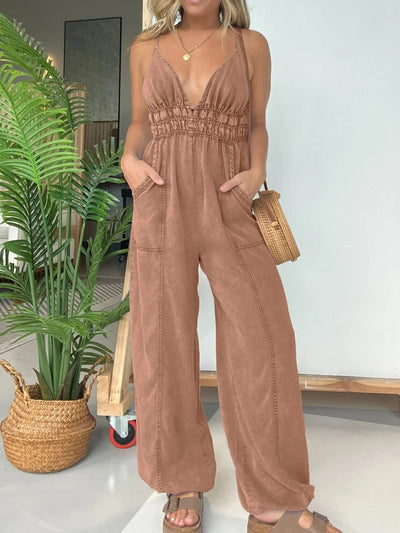 Full Size Wide Leg Spaghetti Strap Jumpsuit Plus Size - Style Chic Couture