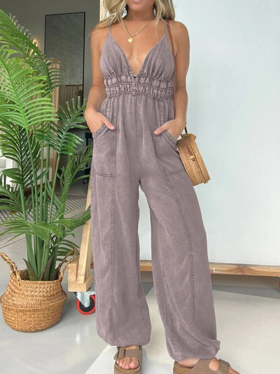 Full Size Wide Leg Spaghetti Strap Jumpsuit Plus Size - Style Chic Couture