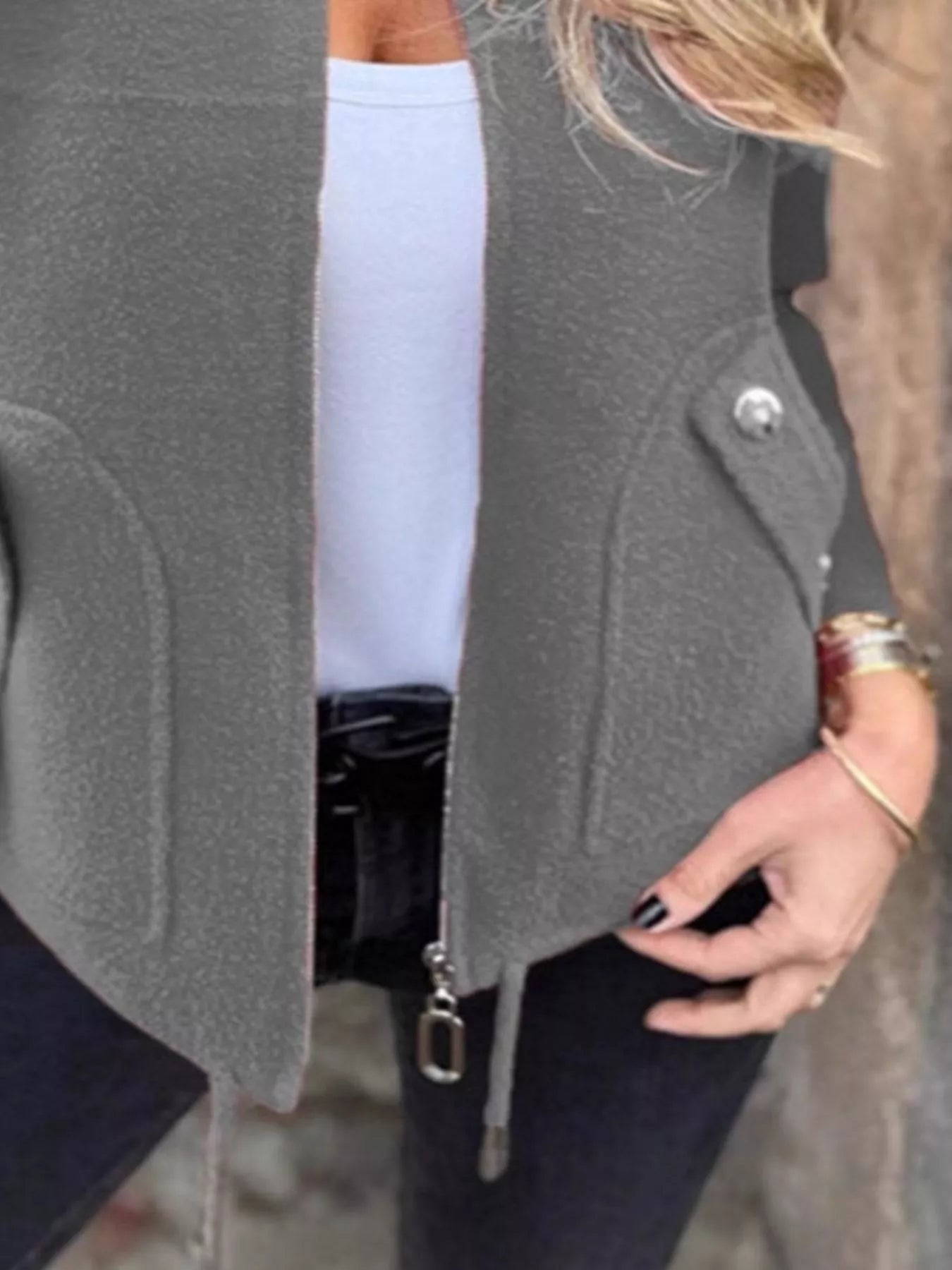 Full Size Zip - Up Long Sleeve Outerwear Plus Size - Style Chic Couture