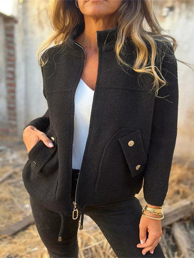 Full Size Zip - Up Long Sleeve Outerwear Plus Size - Style Chic Couture